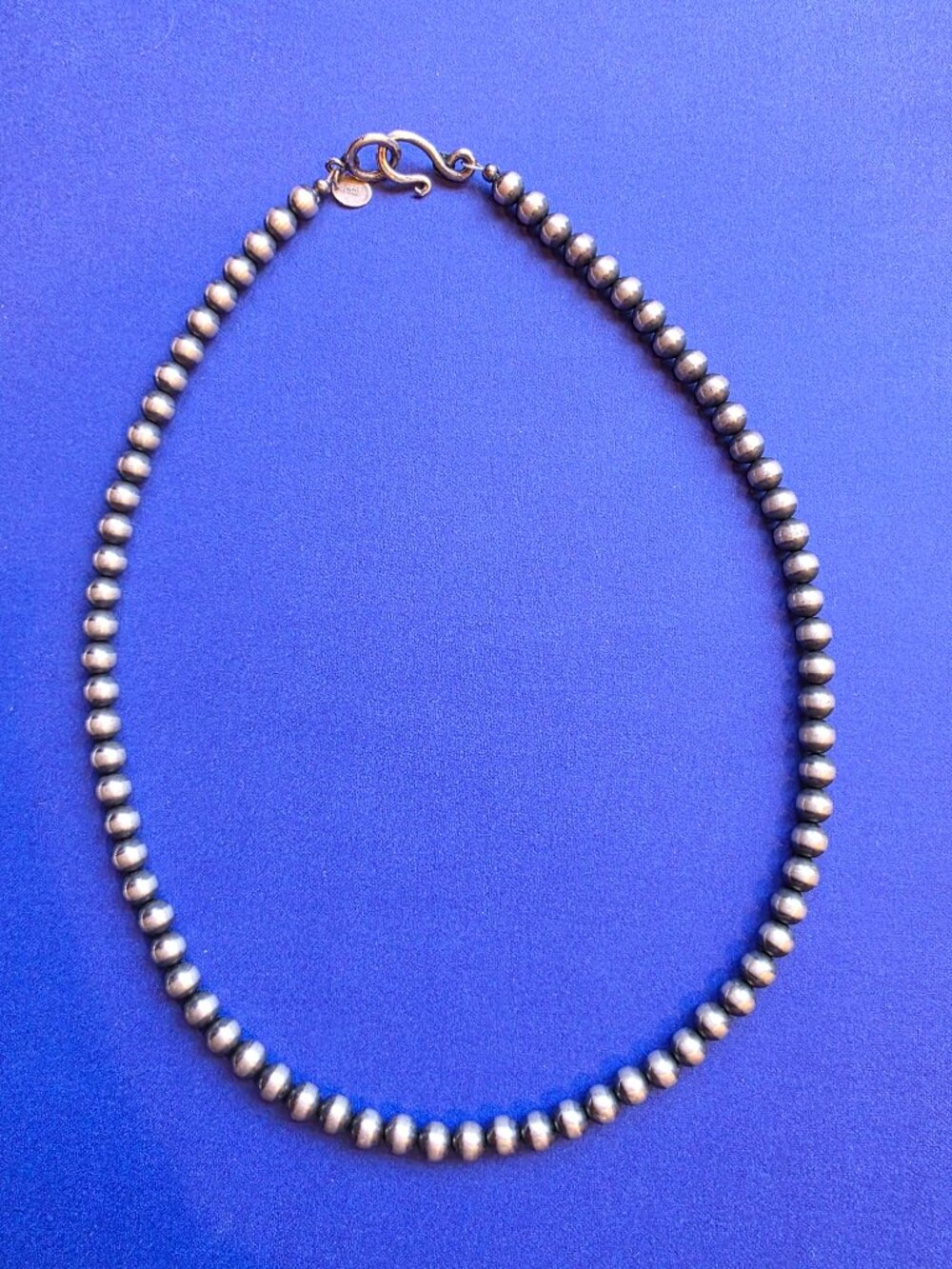 Sterling Silver Navajo Beads (Navajo Pearls) 18", 6mm